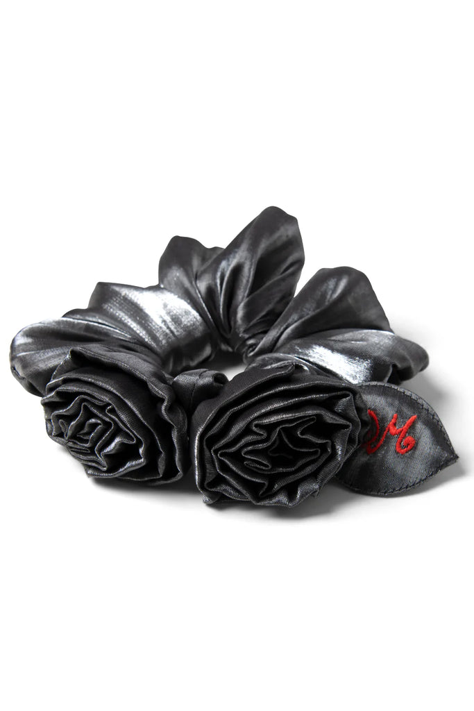 Double Rose Scrunchie in Glass Satin