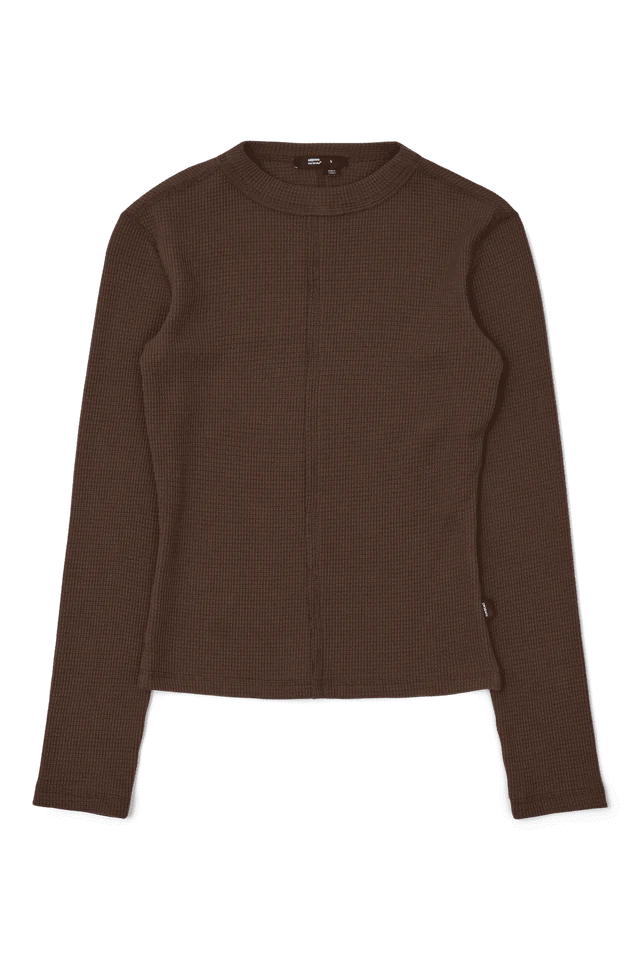 Stella Waffle Top in Chocolate Brown