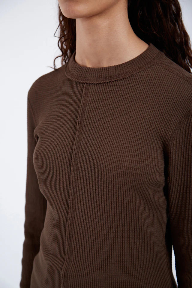 Stella Waffle Top in Chocolate Brown