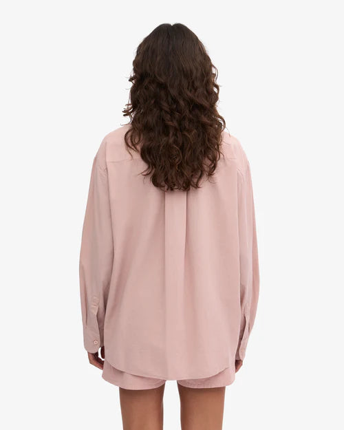 Oversized Organic Button Down Shirt in Faded Pink