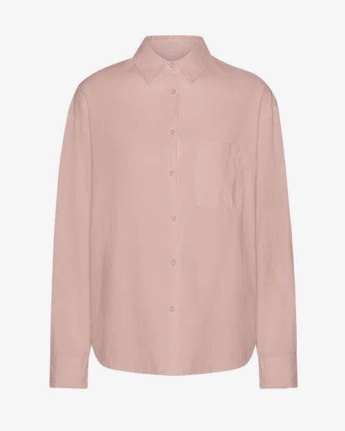 Oversized Organic Button Down Shirt in Faded Pink
