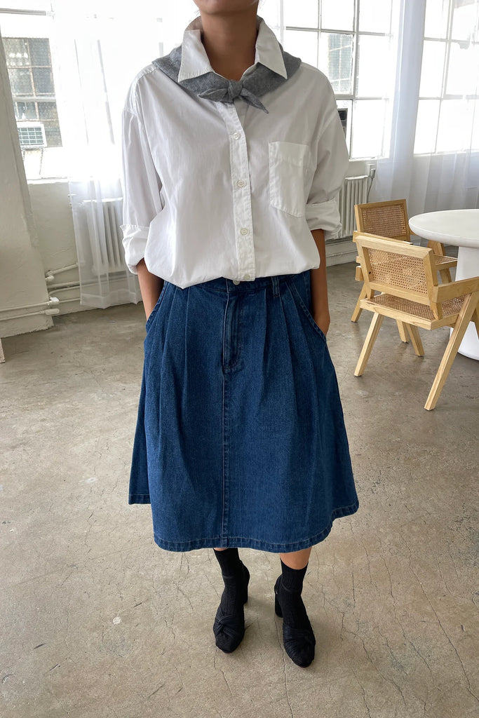 Farm Girl Denim Skirt in Blue
