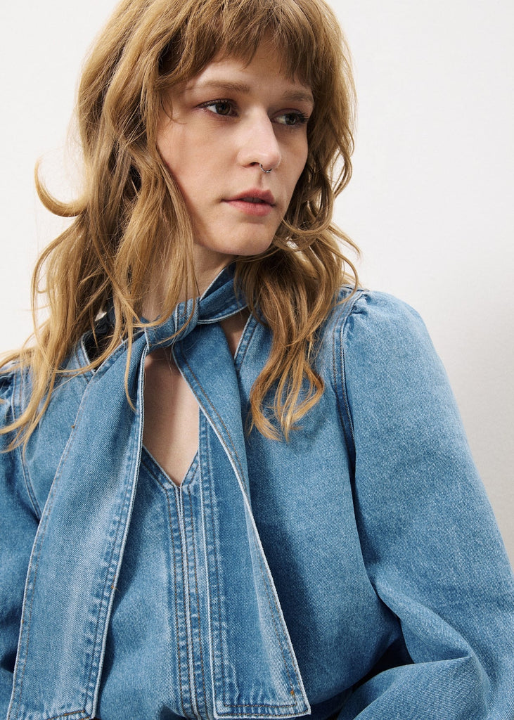 Abelone Blouse in Blue Denim