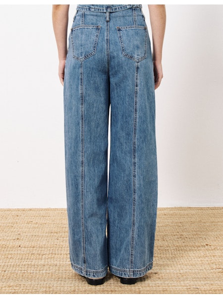 Aela Wide Leg Jeans in Blue Denim