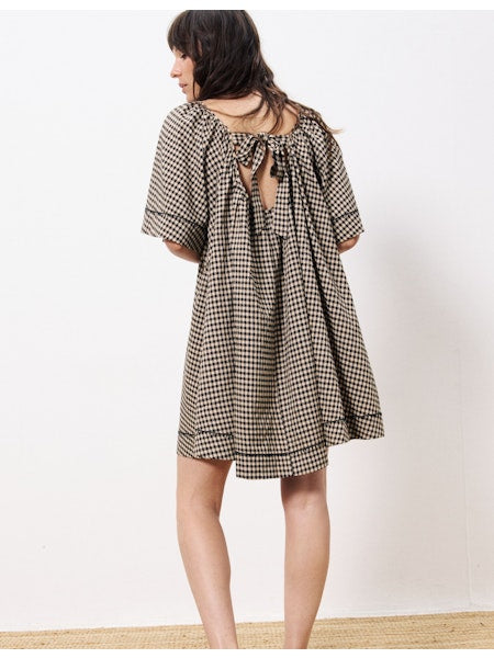 Afida Dress in Brown Gingham