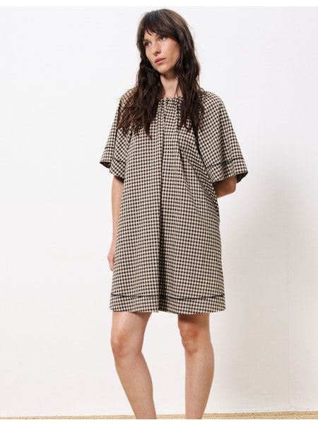 Afida Dress in Brown Gingham