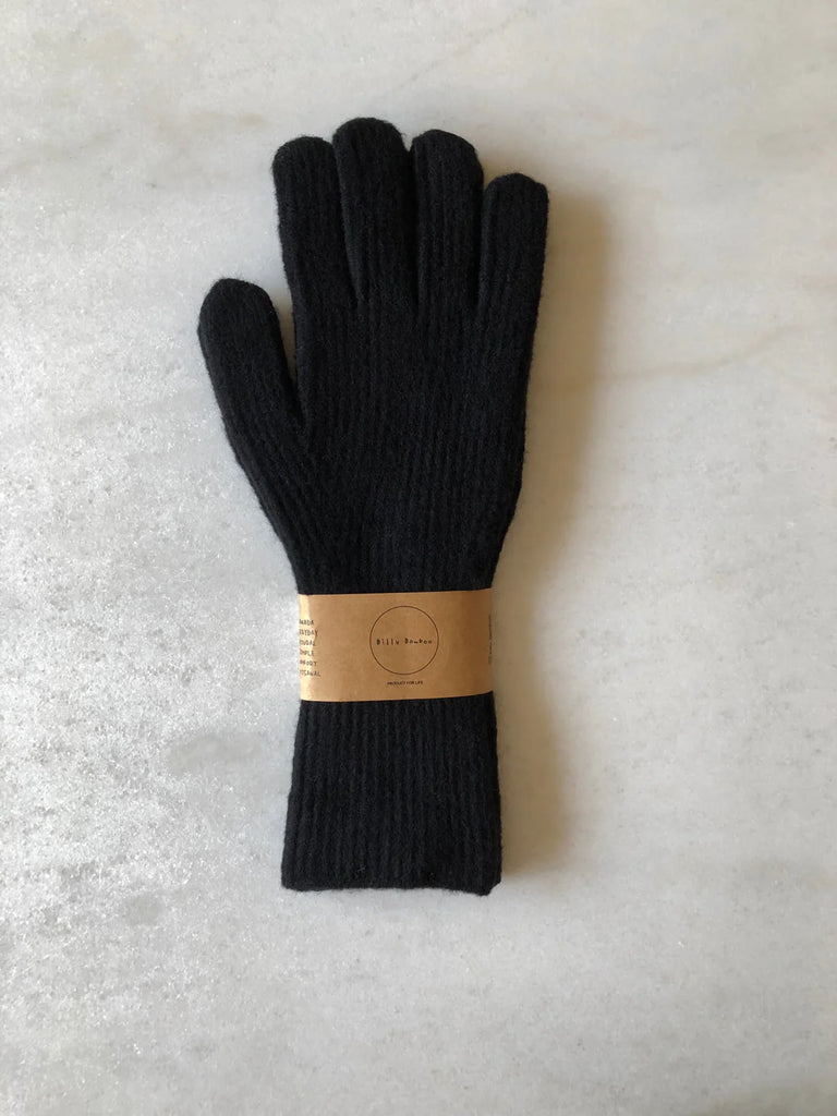 Fuzzy Wool Touch Screen Gloves in Black