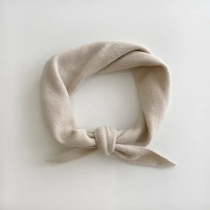 Fuzzy Wool Cravat Scarf in Oat