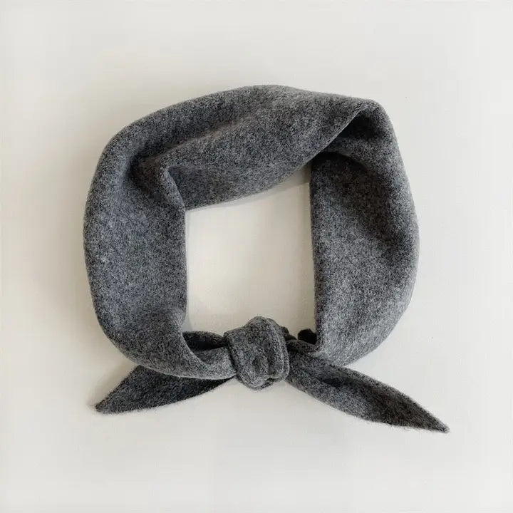 Fuzzy Wool Cravat Scarf in Dark Grey