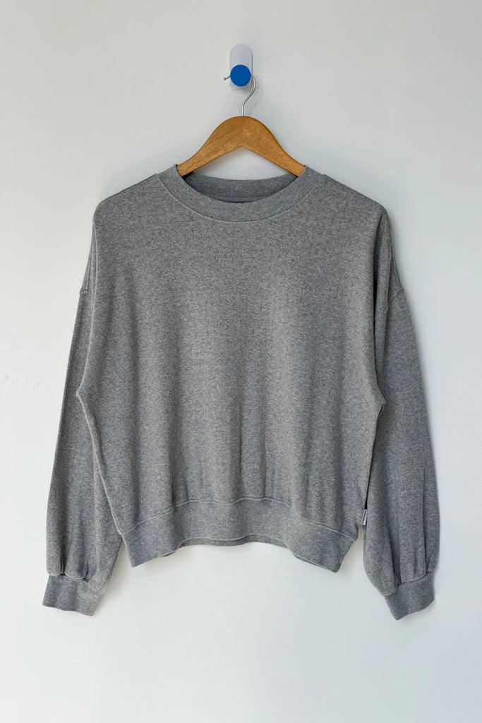 Pointelle Core Sweatshirt in Grey Melange