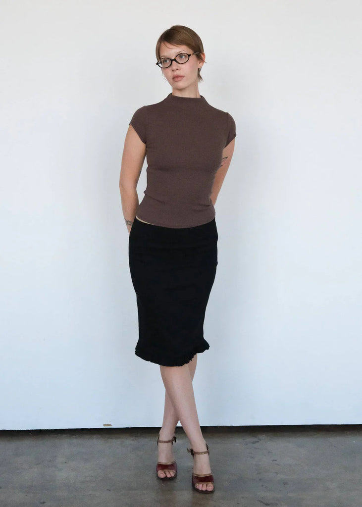 Gem Cap Sleeve Tee in Brown