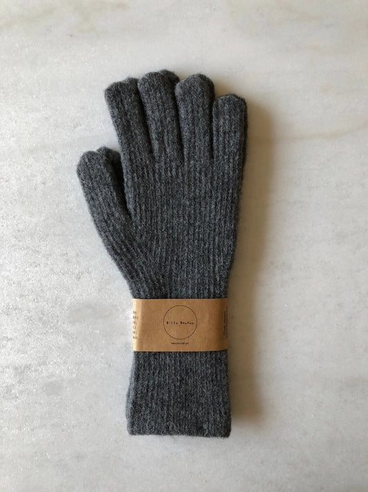 Fuzzy Wool Touch Screen Gloves in Dark Grey