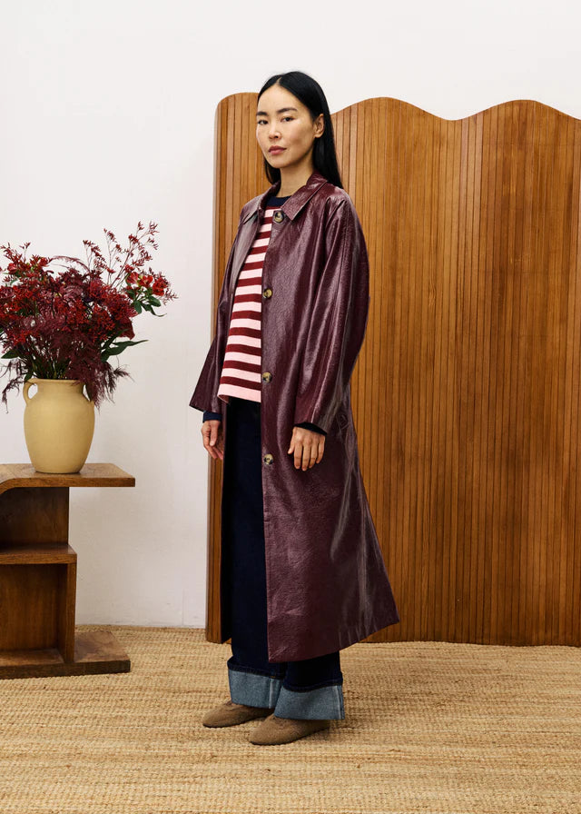 Halimi Trench Jacket in Bordeaux