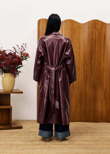 Halimi Trench Jacket in Bordeaux