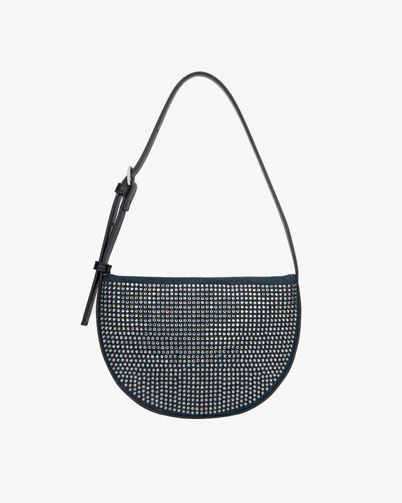 Halo Denim Embellished Bag in Blue Ink