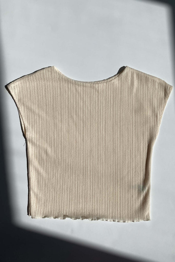 Ribbed Mesh Baby Tee in Eggshell