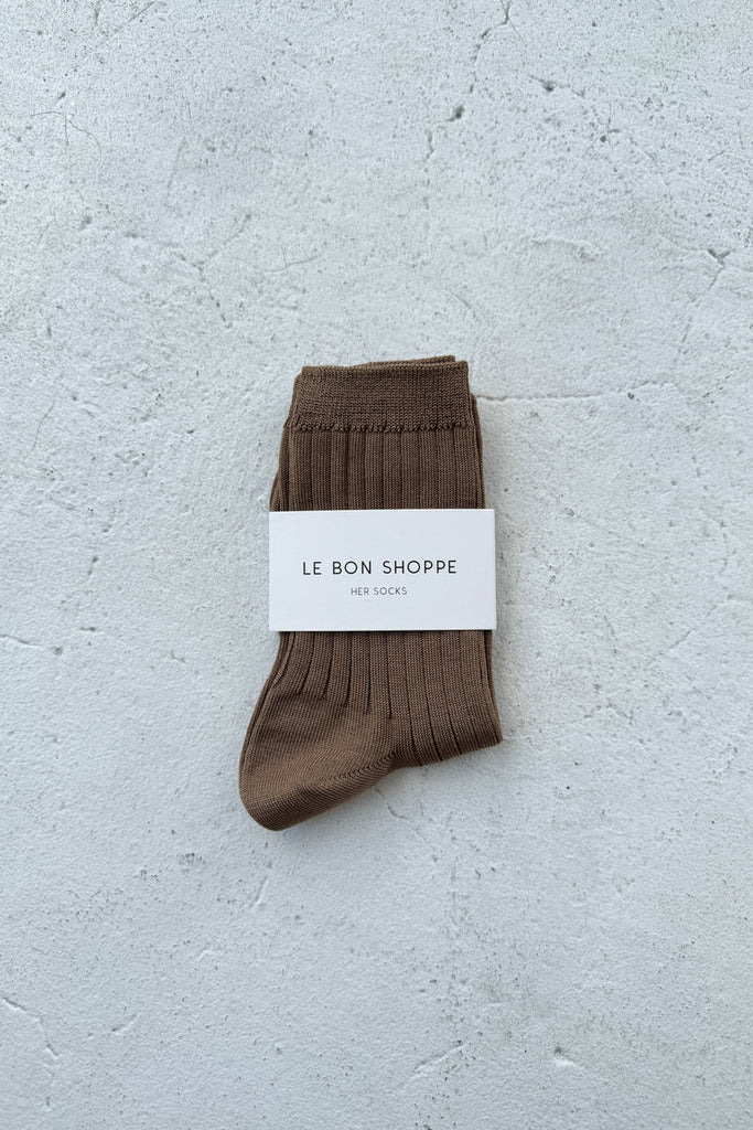 Ribbed Socks in Dark Tan