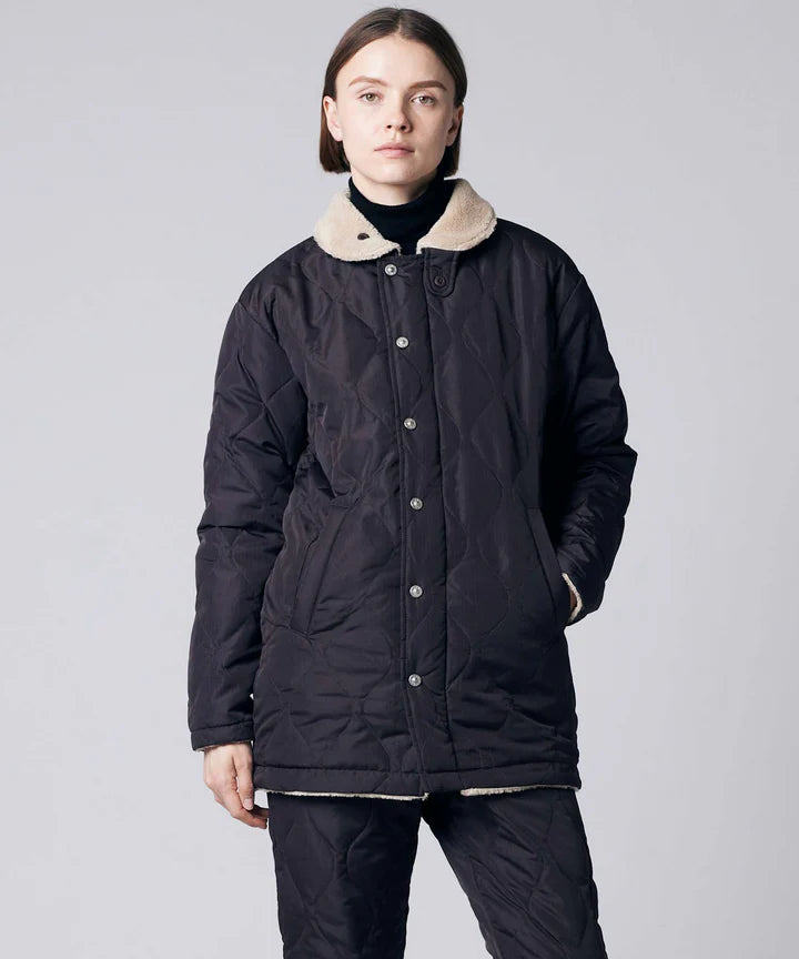Reversible Down + Boa N-1 Type Jacket in Black x Cream