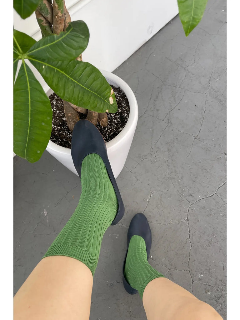 Ribbed Socks in Jade Green