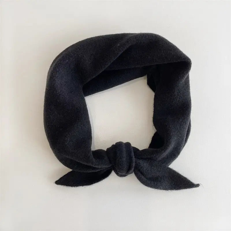 Fuzzy Wool Cravat Scarf in Black