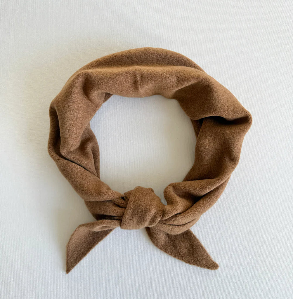 Fuzzy Wool Cravat Scarf in Caramel