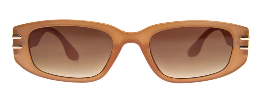 Rectangle with Gold Lines in Peachy Brown Sunglasses