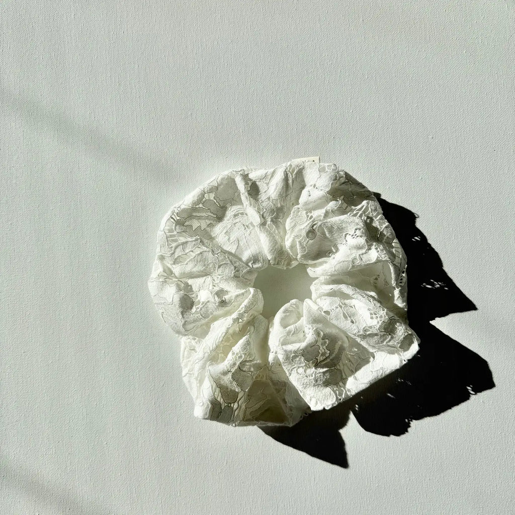 Oversized Lace Scrunchie in Cloud