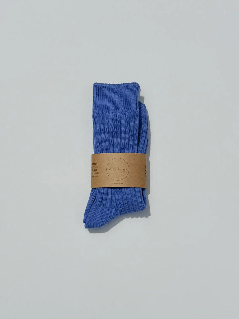 Ribbed Cotton High Socks in Hyacinth