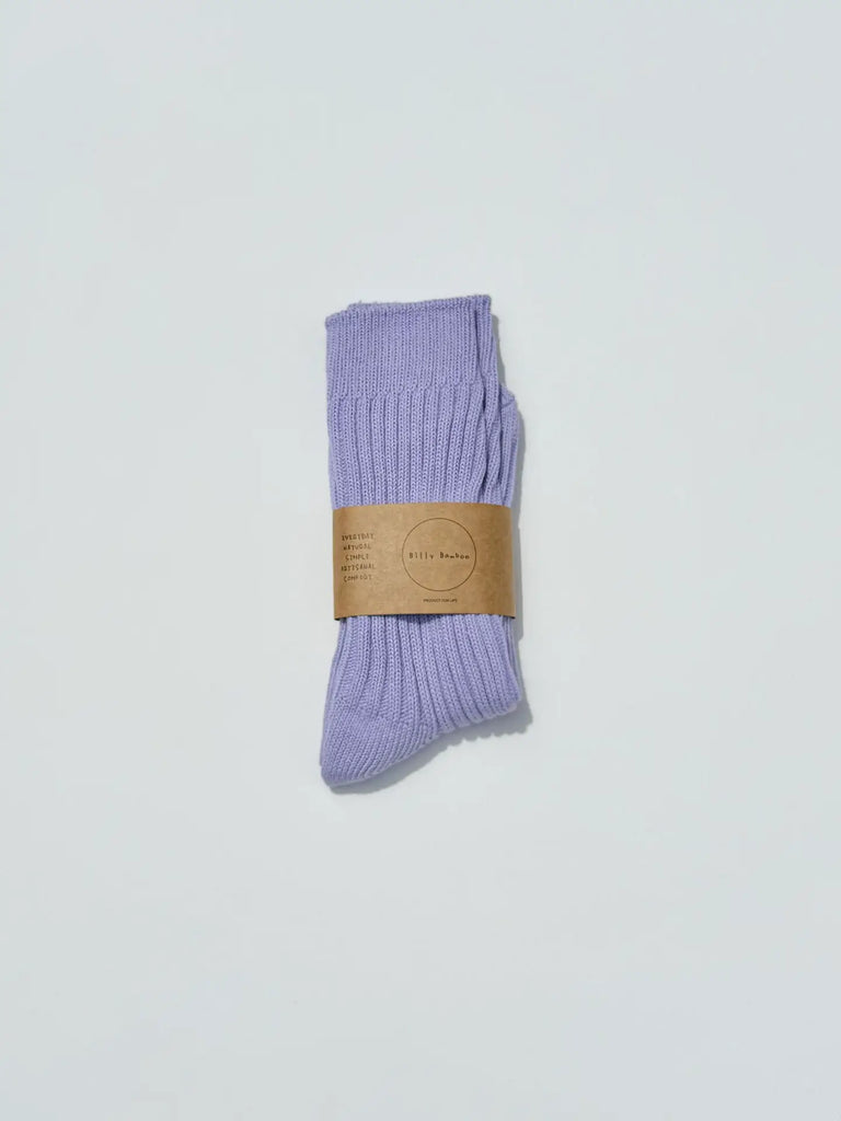 Ribbed Cotton High Socks in Lavender