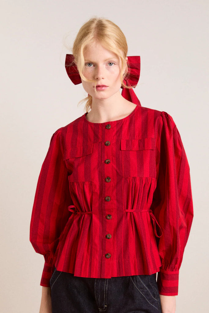 Charlize Blouse in Red Burg Stripe