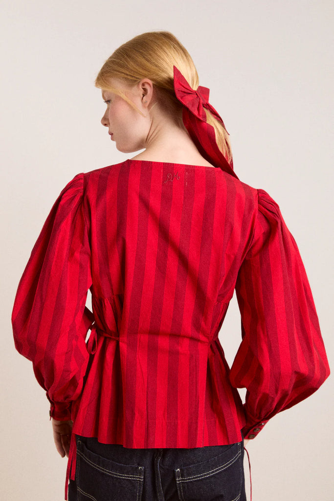 Charlize Blouse in Red Burg Stripe