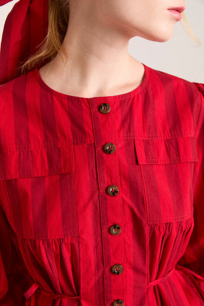 Charlize Blouse in Red Burg Stripe