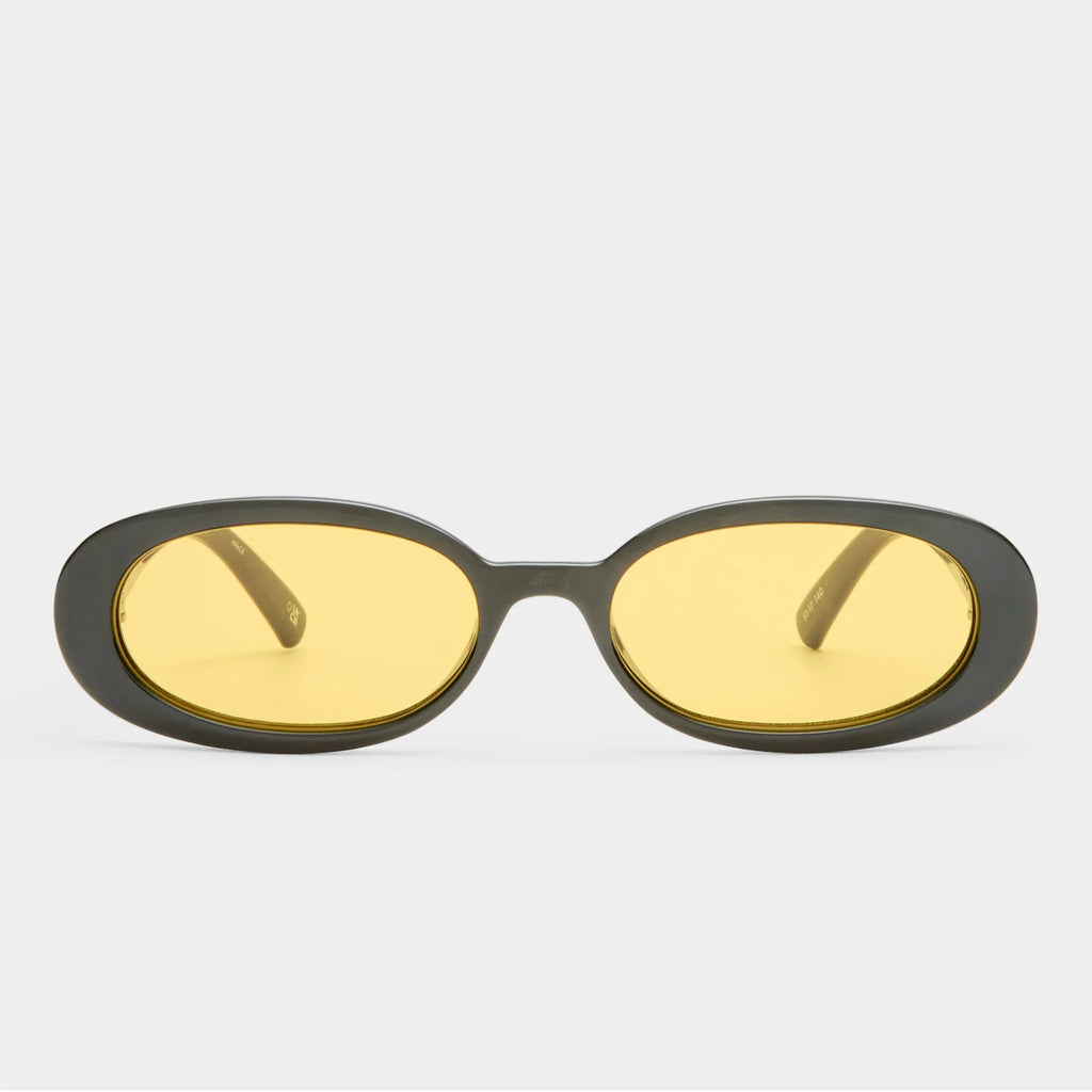 OUTTA LOVE SUNGLASSES IN BLACK with Mustard Lens