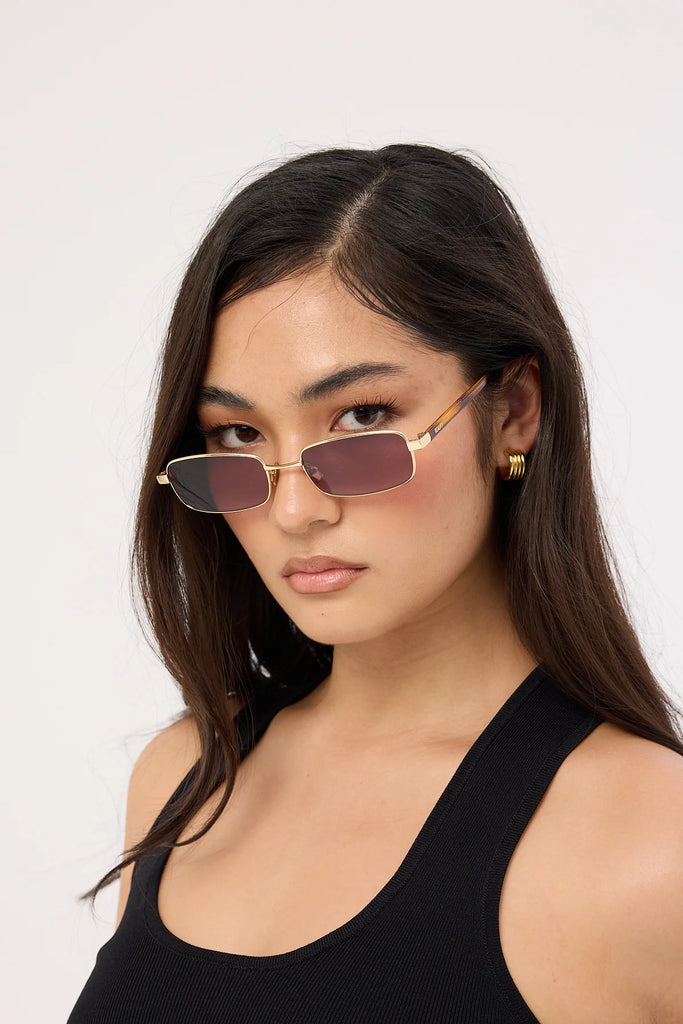 Vibes Town Sunglasses in Gold Smoke