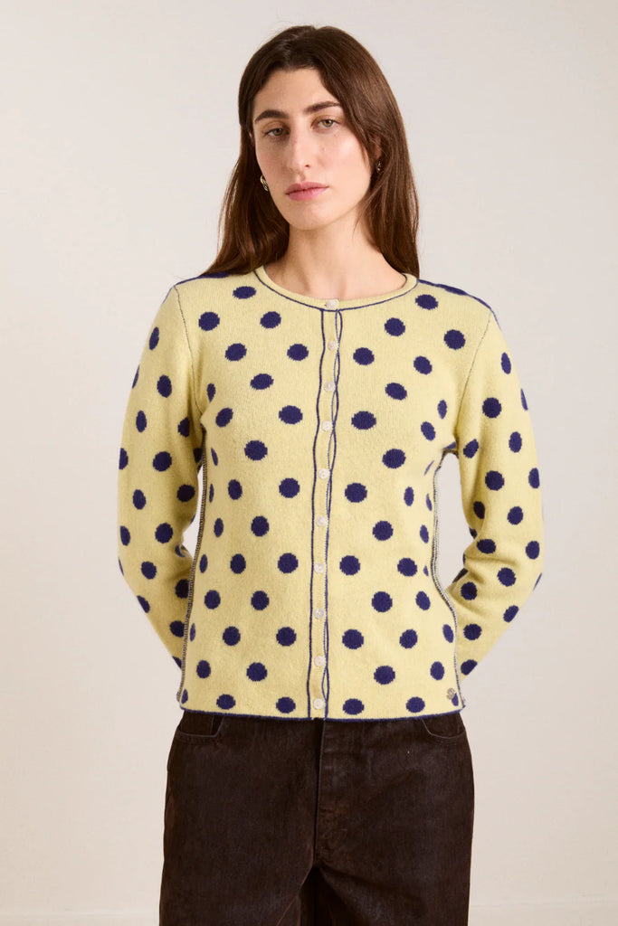 Tabitha Reversible Merino Wool Cardigan -Navy/Butter