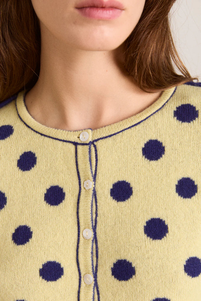 Tabitha Reversible Merino Wool Cardigan -Navy/Butter