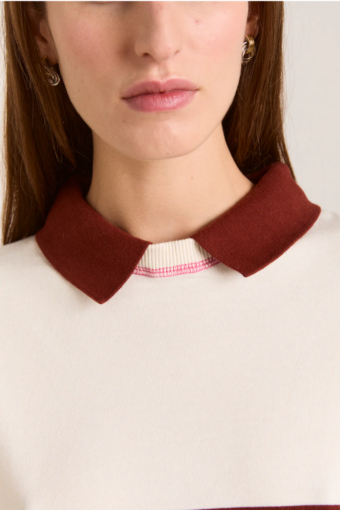 Olina Placement Stripe Rugby - Ecru