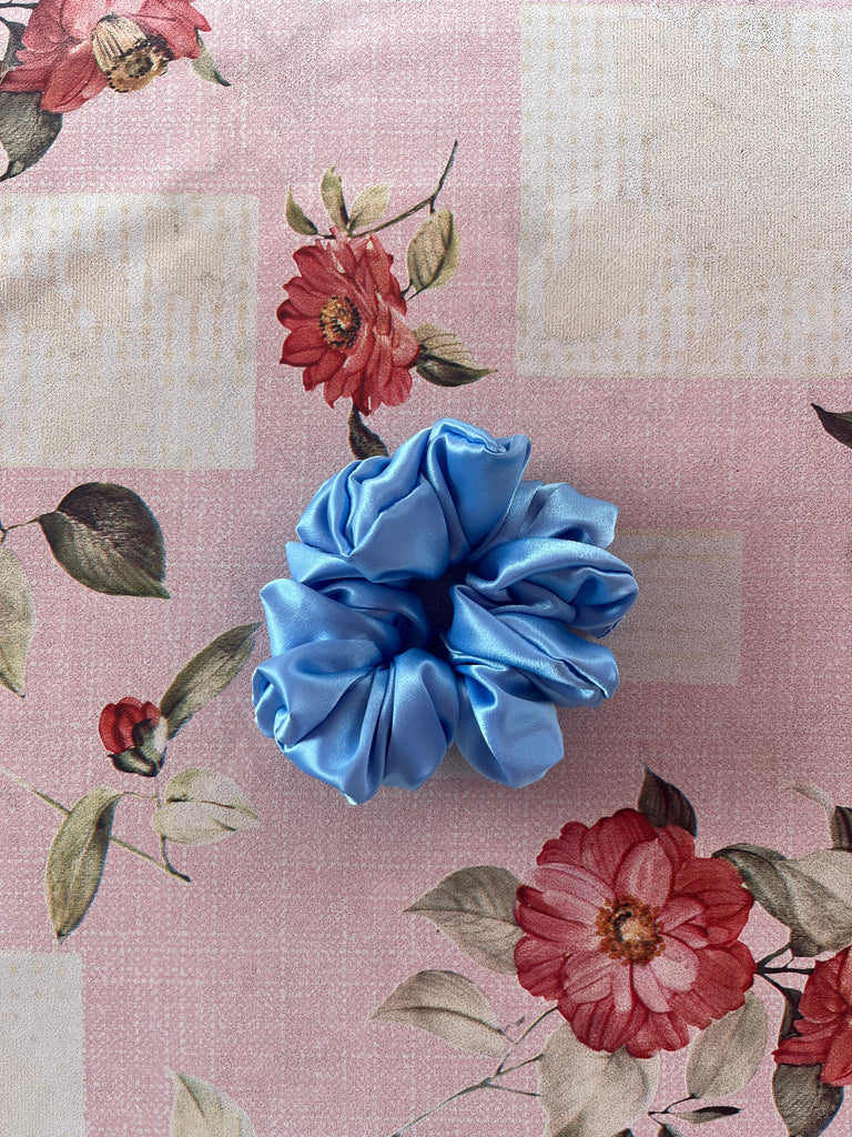 Large Satin Scrunchie in Periwinkle Blue