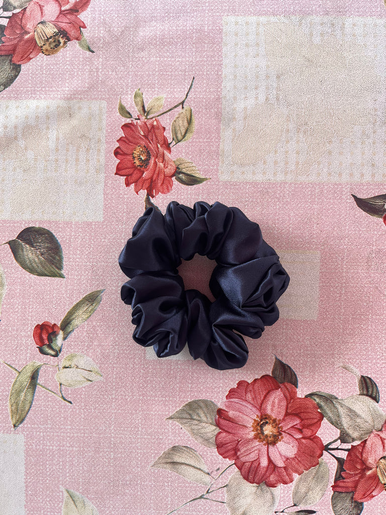 Large Satin Scrunchie in Navy