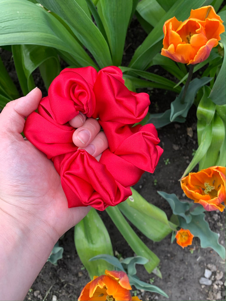 Large Satin Scrunchie in Red