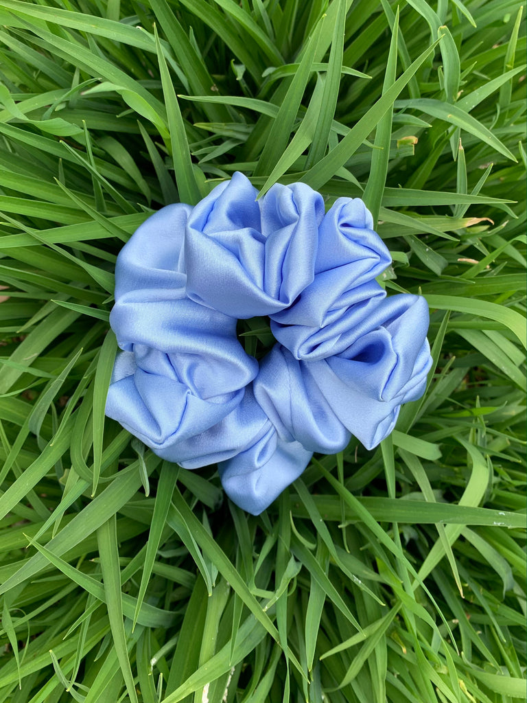 Large Satin Scrunchie in Periwinkle Blue