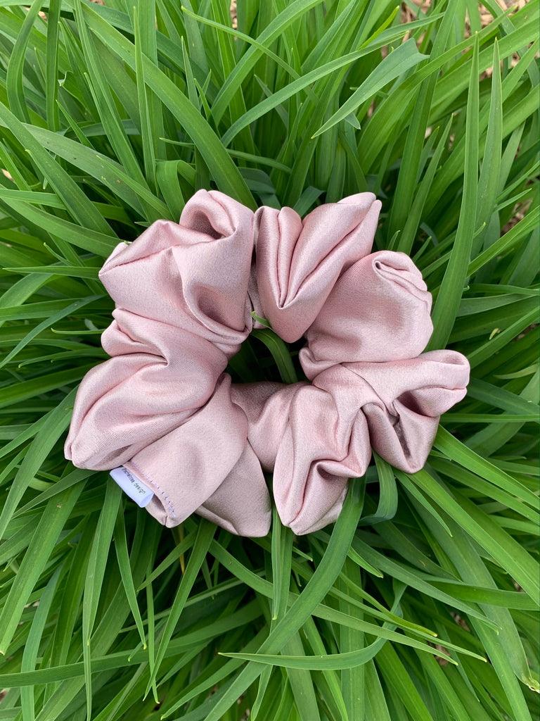 Large Satin Scrunchie in Dusty Rose