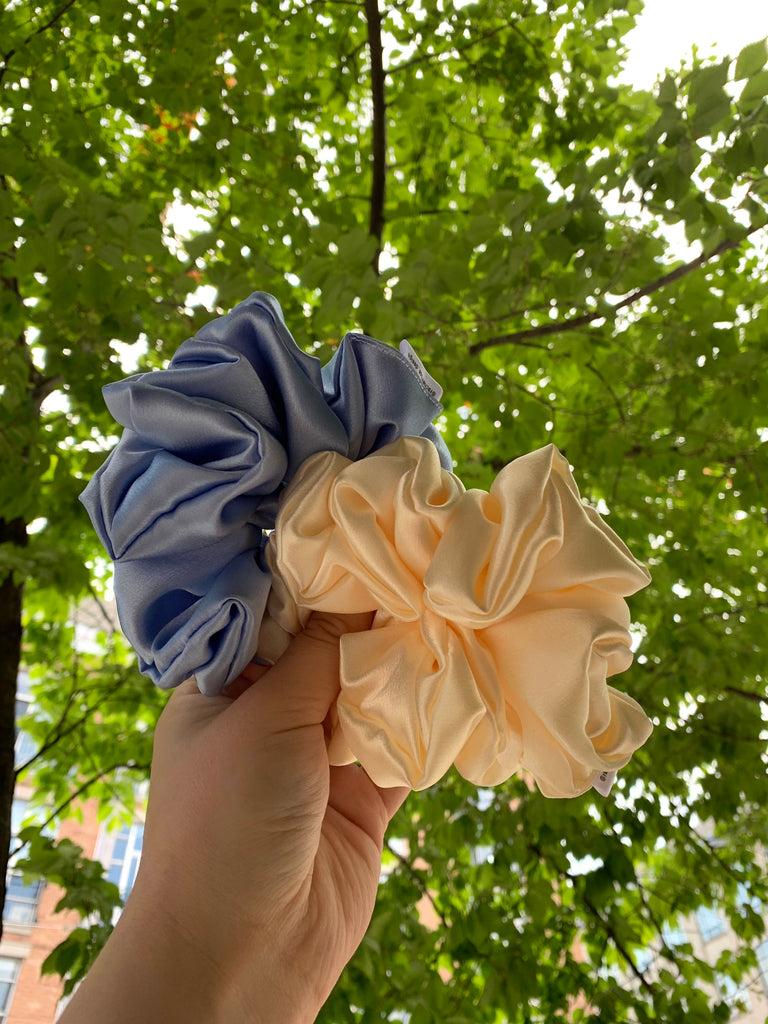 Large Satin Scrunchie in Periwinkle Blue
