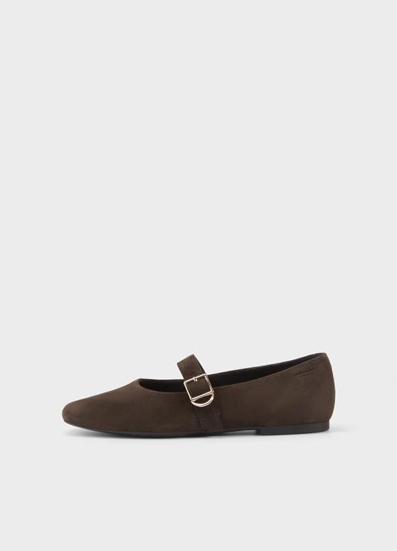 Jolin Ballet Flat in Dark Brown Suede