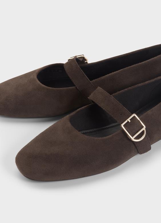 Jolin Ballet Flat in Dark Brown Suede