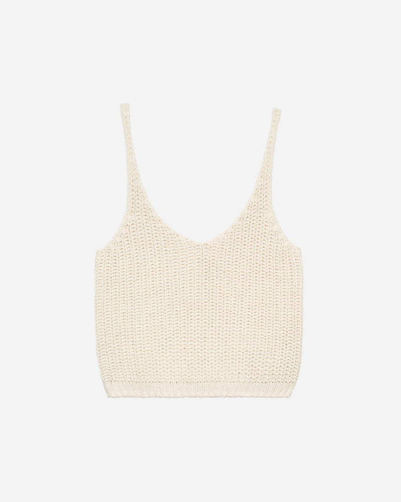 Cotton Blend Knit Tank in Cream