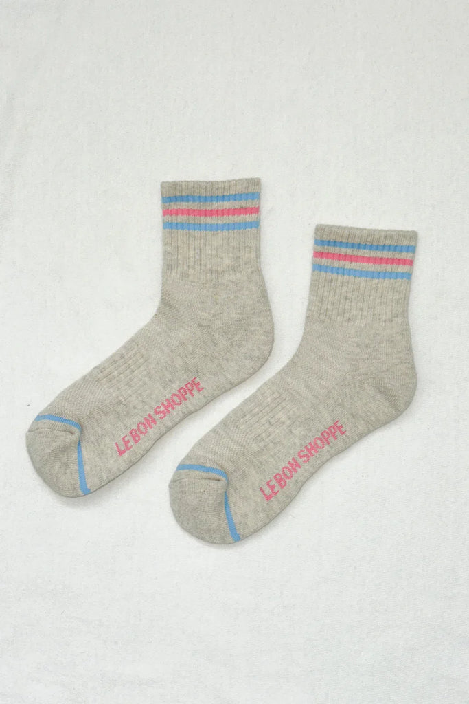 Short Striped Socks in Bright Grey