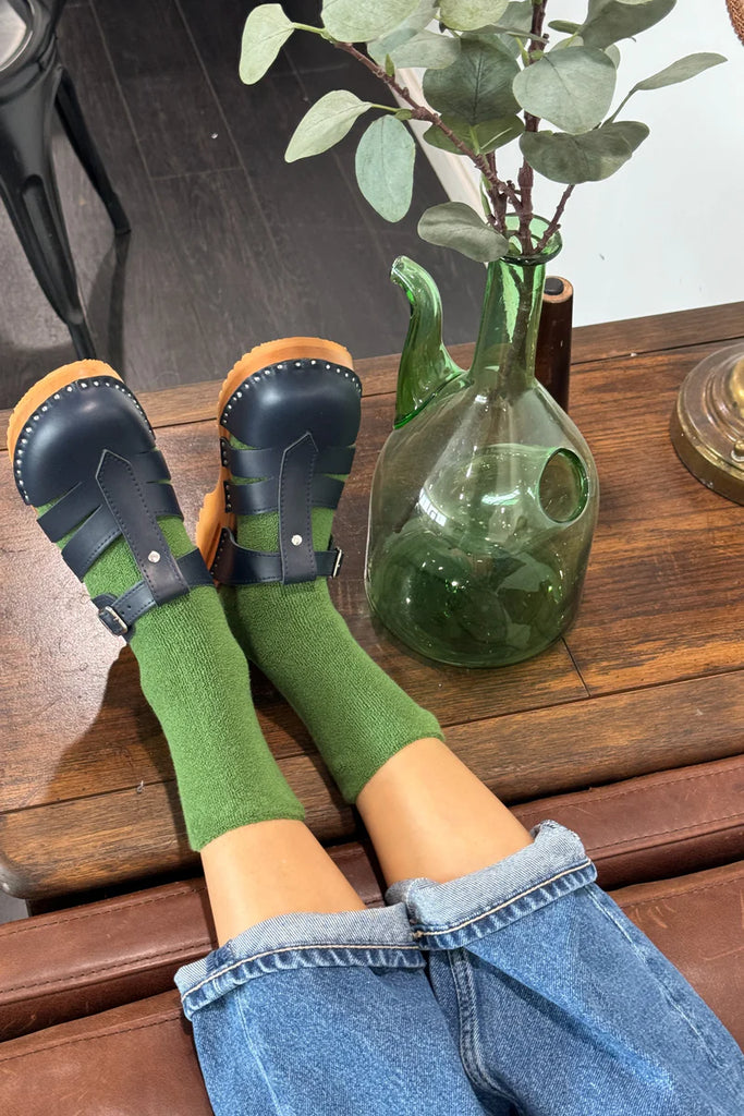 Cloud Socks in Kale Green