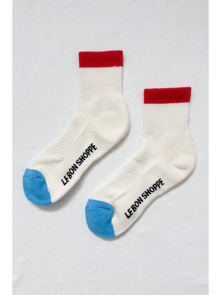 Colour Block Striped Socks in Blue Red