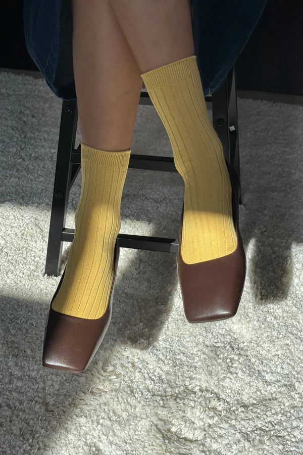 Ribbed Socks in Buttercup Yellow